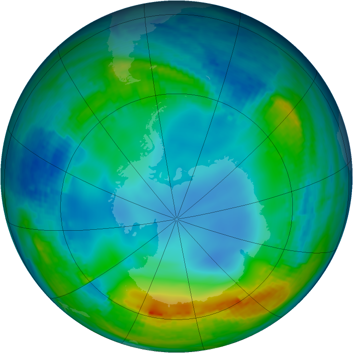 Antarctic ozone map for 30 May 2001